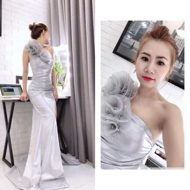 ĐẦM DẠ HỘI 1 VAI KẾT HOA SANG CHẢNH 
🍓🍓🍓SL10229002