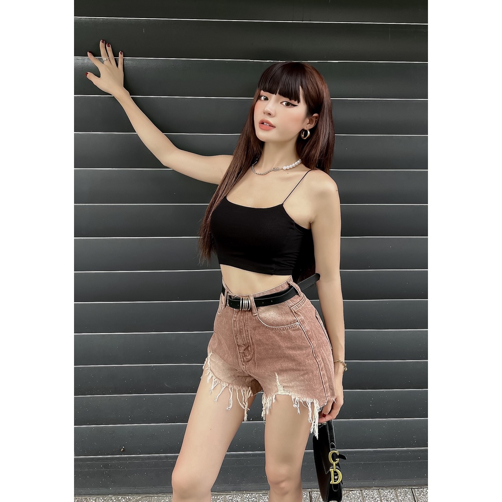 Áo Croptop 2 Dây Trơn LSEOUL A2561 Chất Thun Co Dãn Thoáng Mát Trẻ Trung Năng Động 3 Màu Basic Dễ Phối