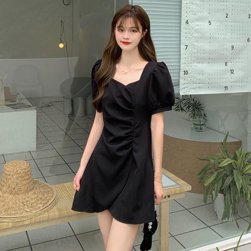 Đầm Đen Thiết Kế Lệch Tà Thời Trang Mùa Hè Cá Tính Cho Nữ