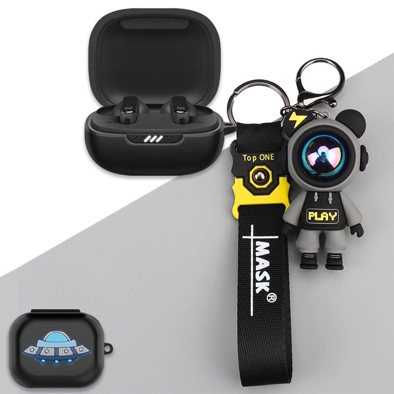 JBL Live Pro2 Case Creative Bear keychain pendant Kaws Crayon Shin-chan JBL Live Pro2 silicone soft shell protective Case cartoon Doraemun Stitch cute dinosaur JBL Live Pro+ headset Case protective Case JBL Live Pro+ Cover