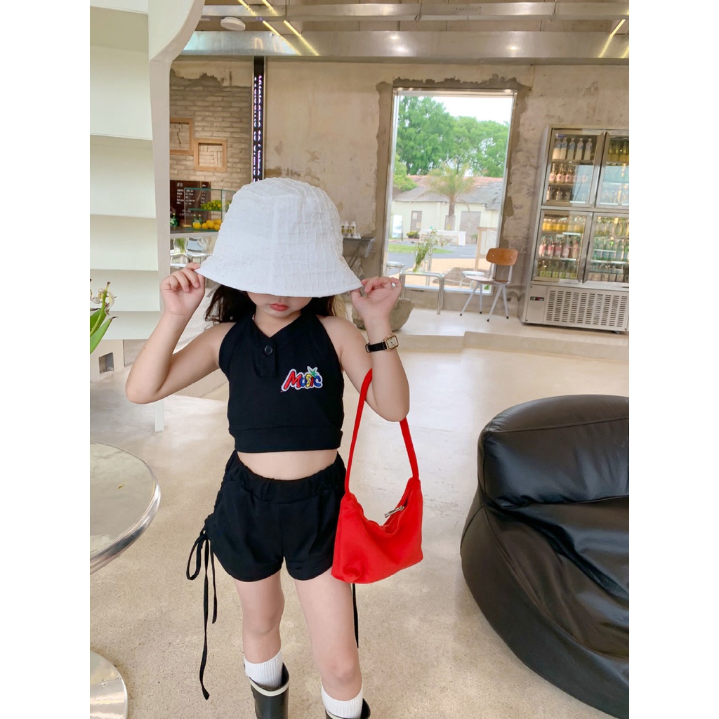 Set Đồ Thể Thao Mùa Hè 48 Giờ Gồm Áo Ba Lỗ Phong Cách Phương Tây Cho Bé Gái