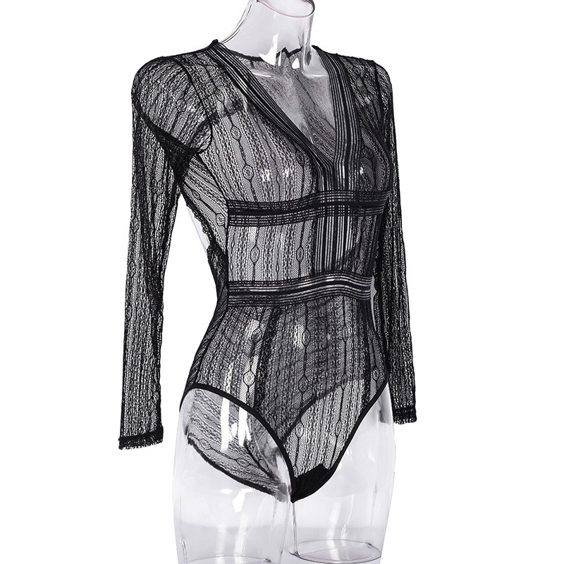 Đồ lót liền thân Leosoxs tay dài cổ V khoét sâu thời trang quyến rũ cho nữ