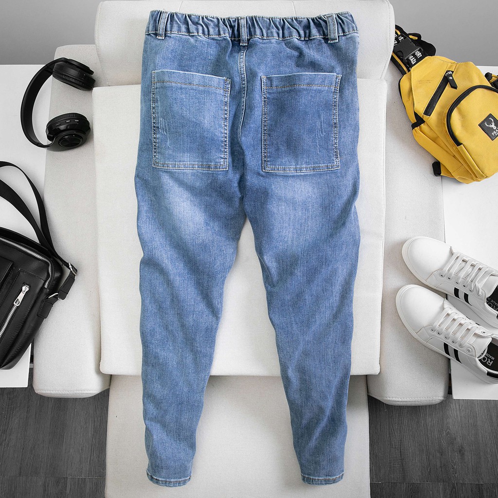 Quần JEAN cạp nửa chun kết hợp cùng khuy form slim QJ552 | BigBuy360 - bigbuy360.vn