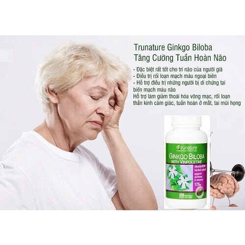 ❤️ [Quận 3] Bổ Não Trunature Ginkgo Biloba 120mg 340 viên Mỹ Cải thiện trí nhớ Rối Loạn Tiền Đình [Date 2025] HỎA TỐC
