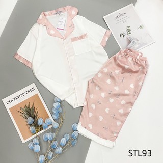 Đồ bộ lửng lụa satin hoạ tiết dễ thương