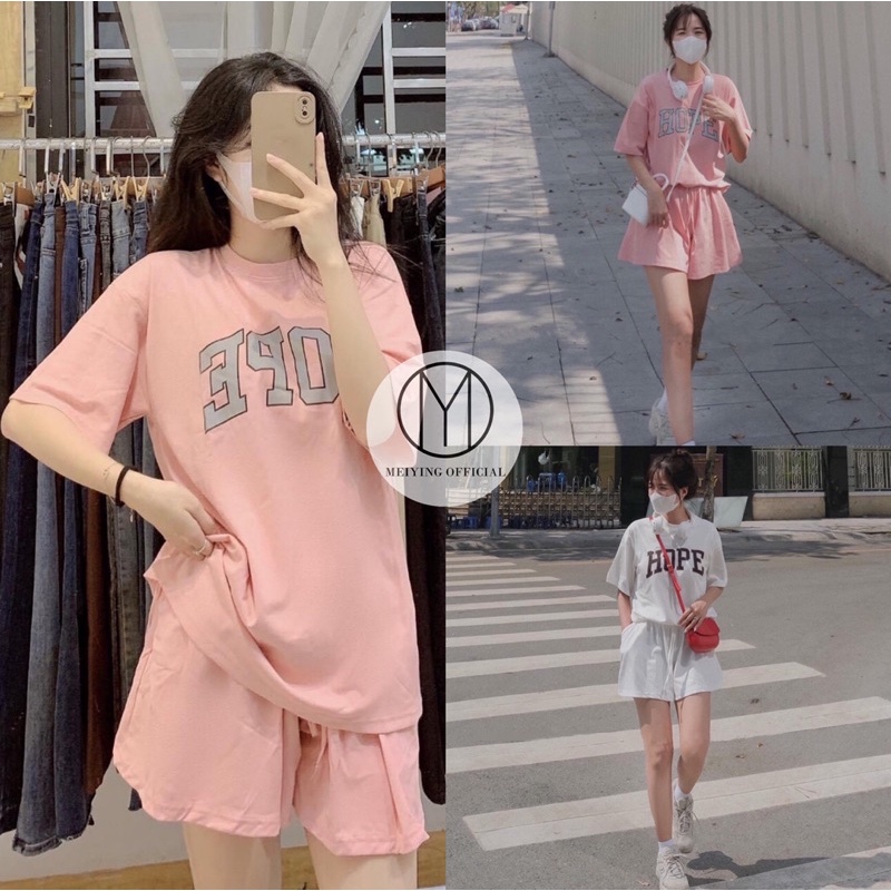 Set thể thao nữ (ảnh thật, video). Áo phông nữ form rộng. Quần đùi nữ bigsize. Set đồ nữ cá tính