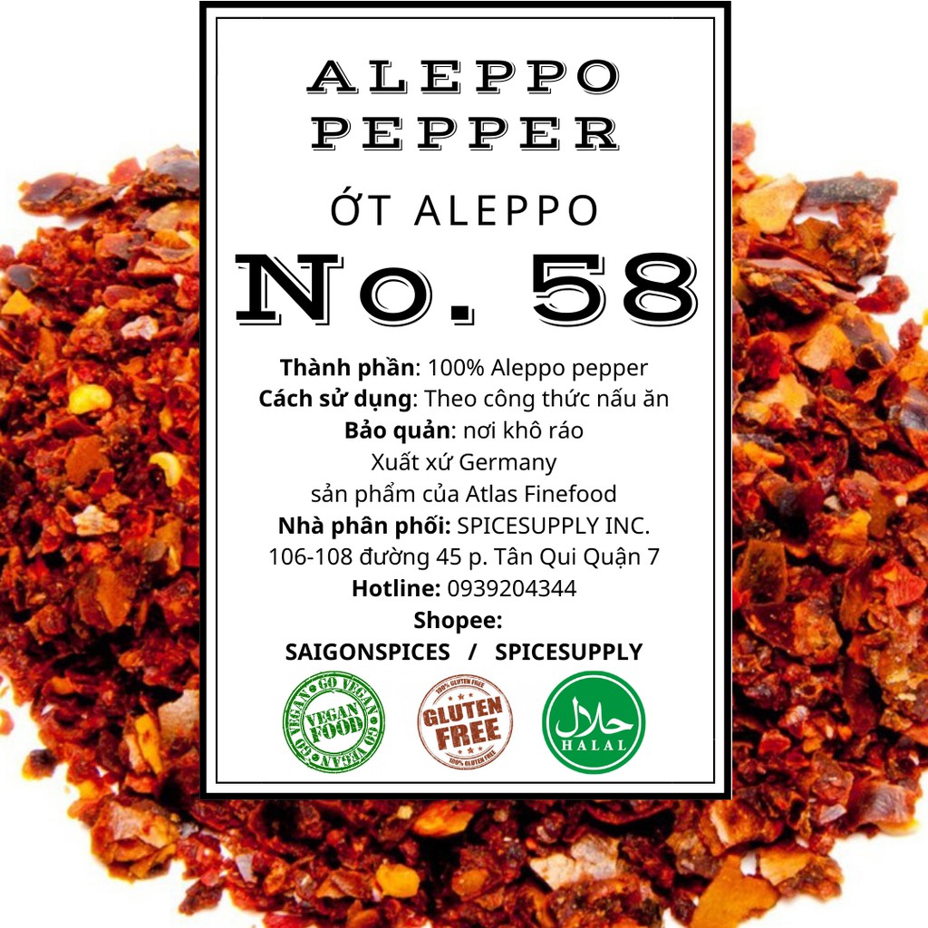 Aleppo Pepper - Ớt Halaby SPICESUPPLY Việt Nam Turkish pepper Hũ 60g