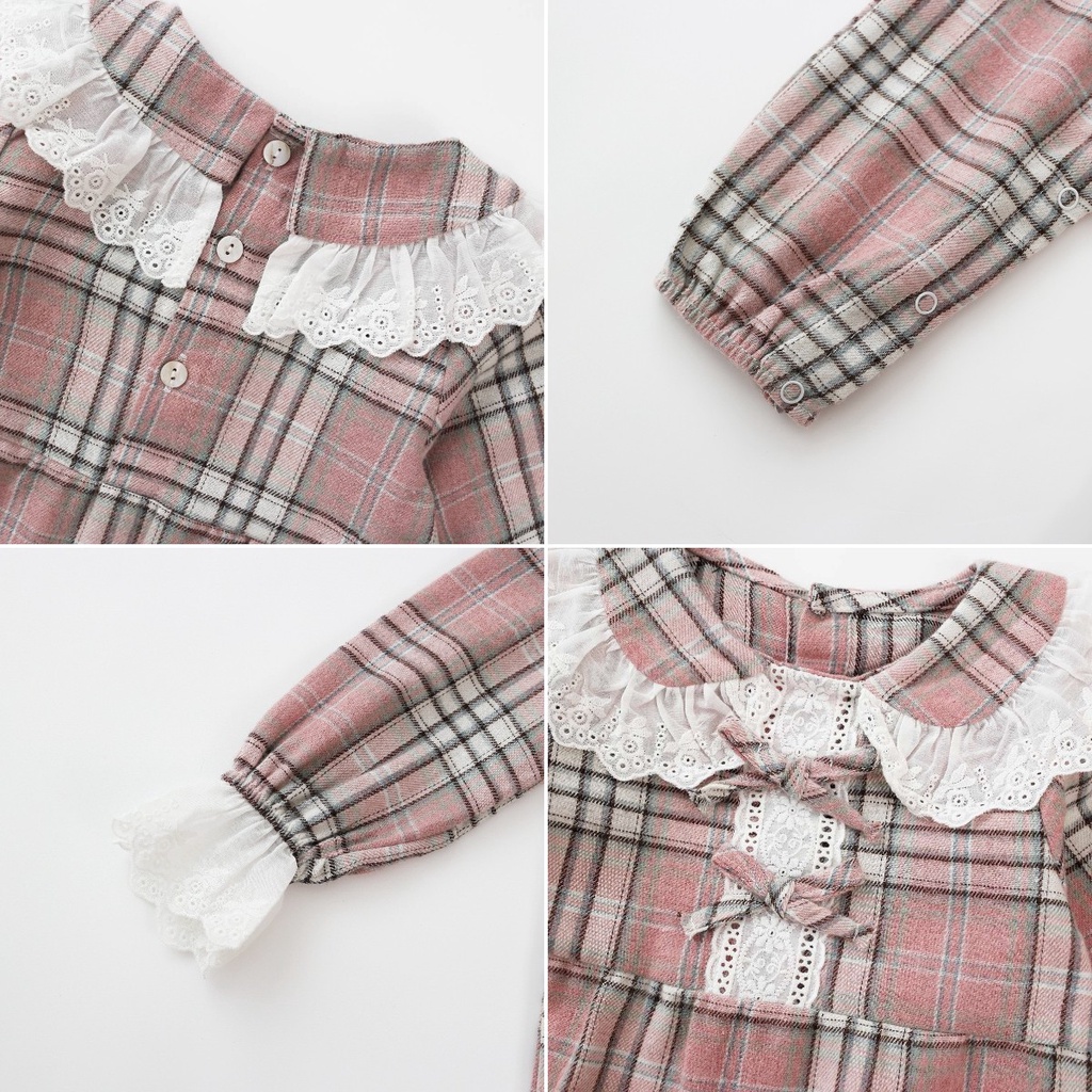 Áo Liền Quần Tay Dài Chất Liệu Cotton In Họa Tiết Dâu Tây Xinh Xắn Cho Bé Gái Sơ Sinh 023