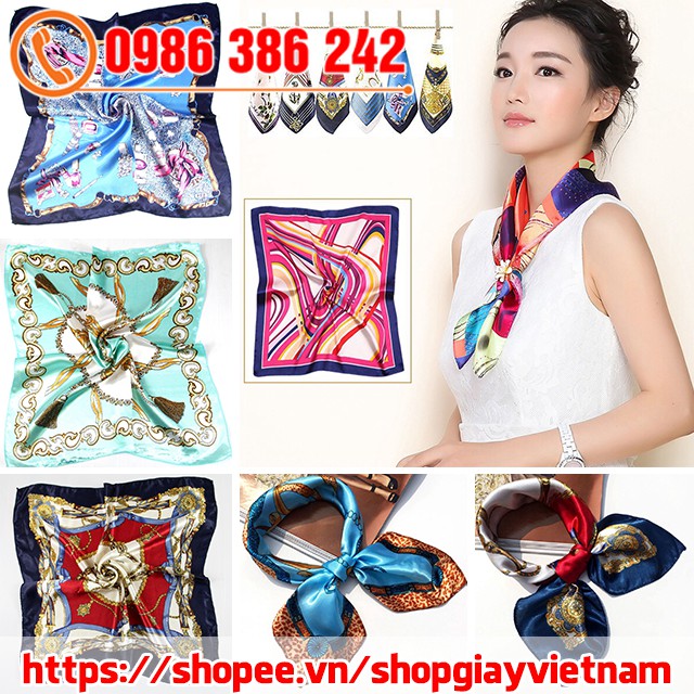 Khăn Lụa Satin Vuông - Khăn Turban Bandana Phong Cách Hàn Quốc Size 50x50 cm