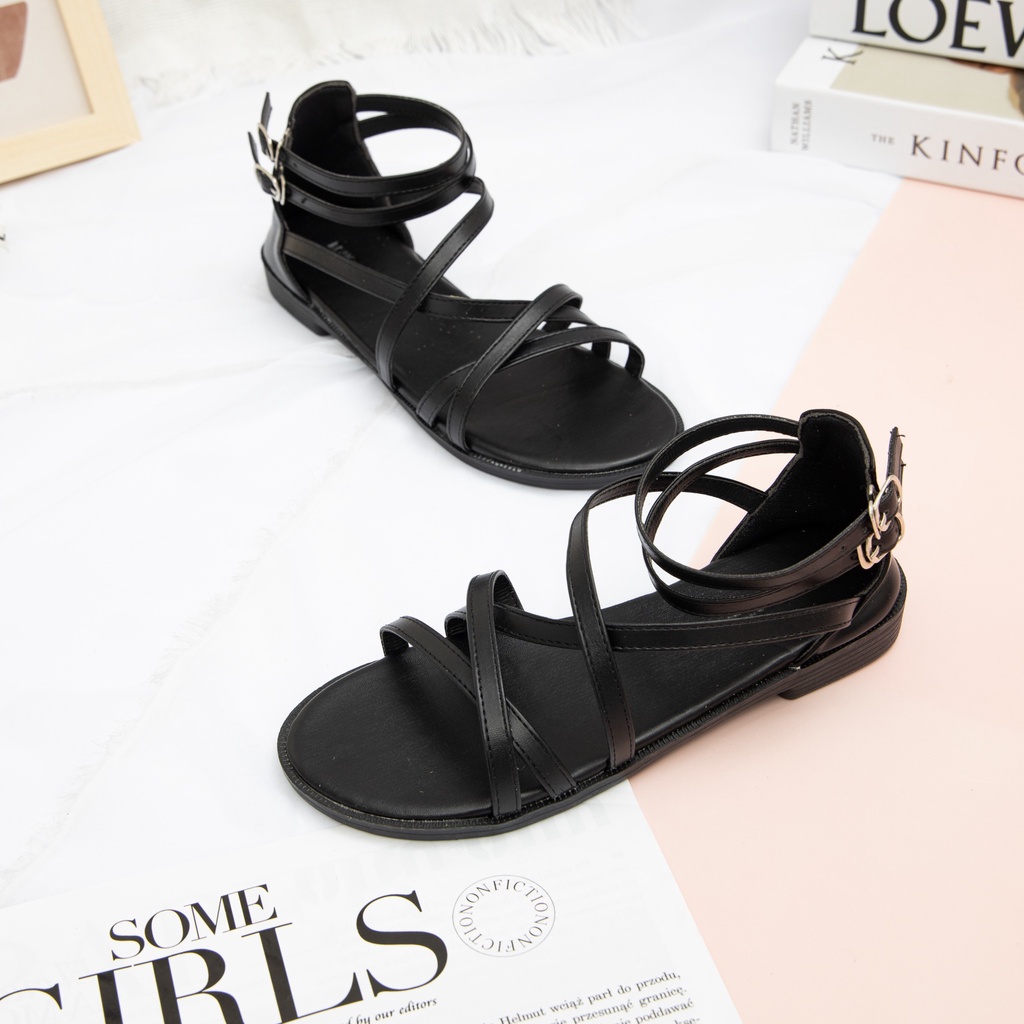 Giày Sandal Nữ thời trang MWC sandal nữ chiến binh quai mảnh dây chéo cá tính NUSD- 12012