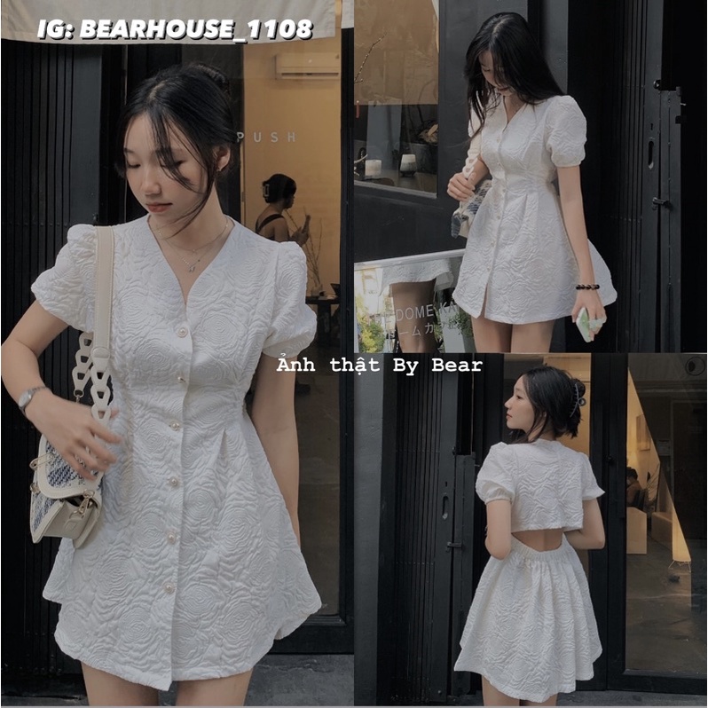 [Mã FAMARAL1 giảm 10K đơn 50K] ❌ ĐẦM - VÁY HOA VÂN CHÌM TRẮNG CÚC NGỌC CAO CẤP * GẤM *