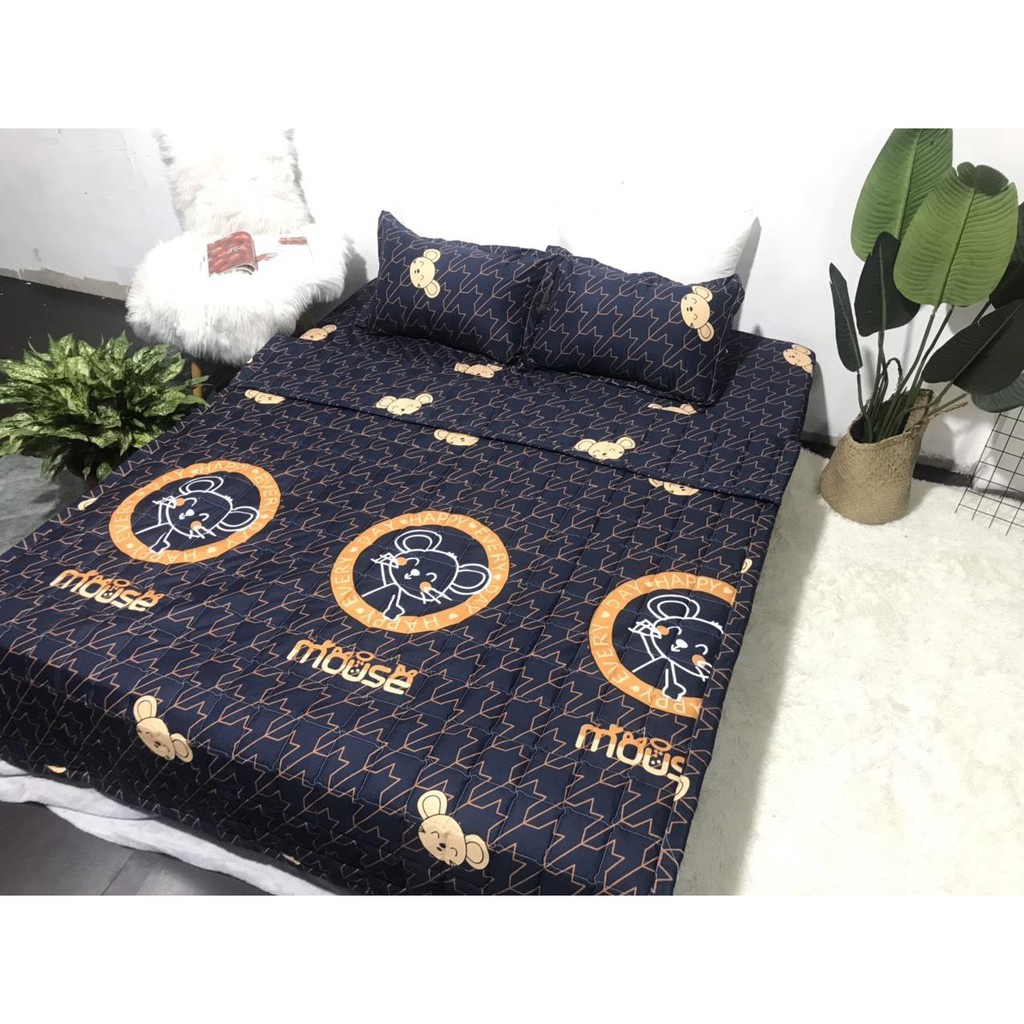 Bộ ra trải giường 1m6 1m8 x 2m chuột nâu⚡️1 drap nệm kèm 2 vỏ gối nằm 45 x 65 cm- CAISHOPQUEN