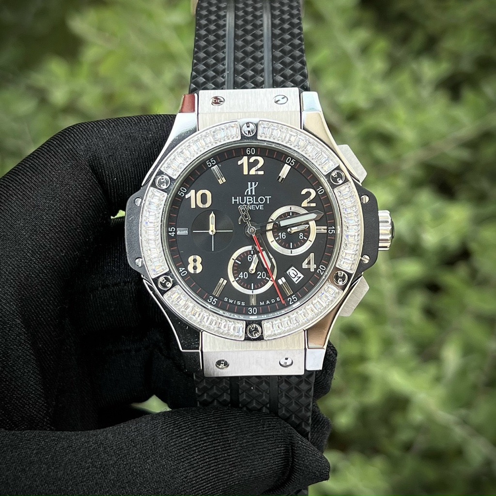 Đồng Hồ Nam HB BIGBANG BLACK đá viền - Máy Quazt Nhật , Mặt Saphire 42mm , Chống Nước- Bảo Hành 24 Tháng