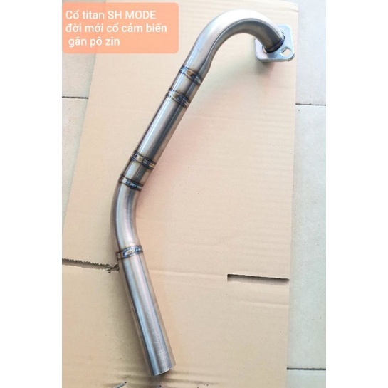 Cổ pô SH MODE đời mới, Cổ titan thay thế cổ zin, tặng khâu nối pô với cổ.