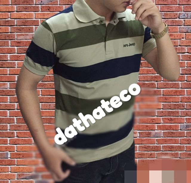 [BÁN LẺ GIÁ SỈ] [FREE SHIP TỪ 99K] Áo thun nam ngắn tay cổ bẻ sọc ngang | BigBuy360 - bigbuy360.vn