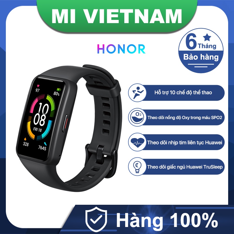 Vòng đeo tay thông minh Huawei Honor Band 6 có tiếng việt Theo dõi nồng độ Oxy trong máu SPO2 BH 6 tháng