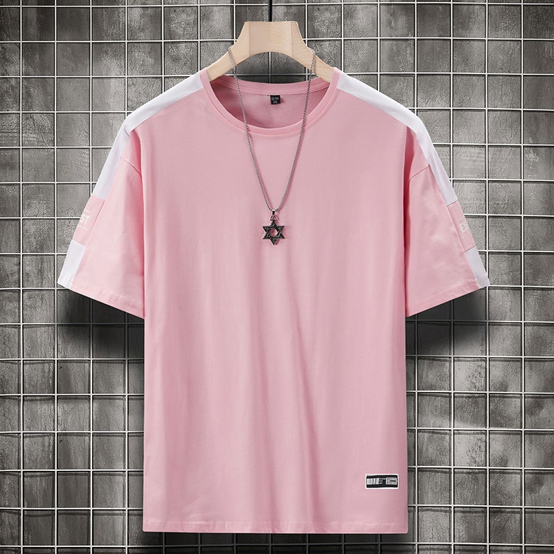 Áo Thun Cotton Tay Ngắn Cổ Tròn Dáng Rộng Trẻ Trung Phong Cách Hàn Quốc Cho Nam