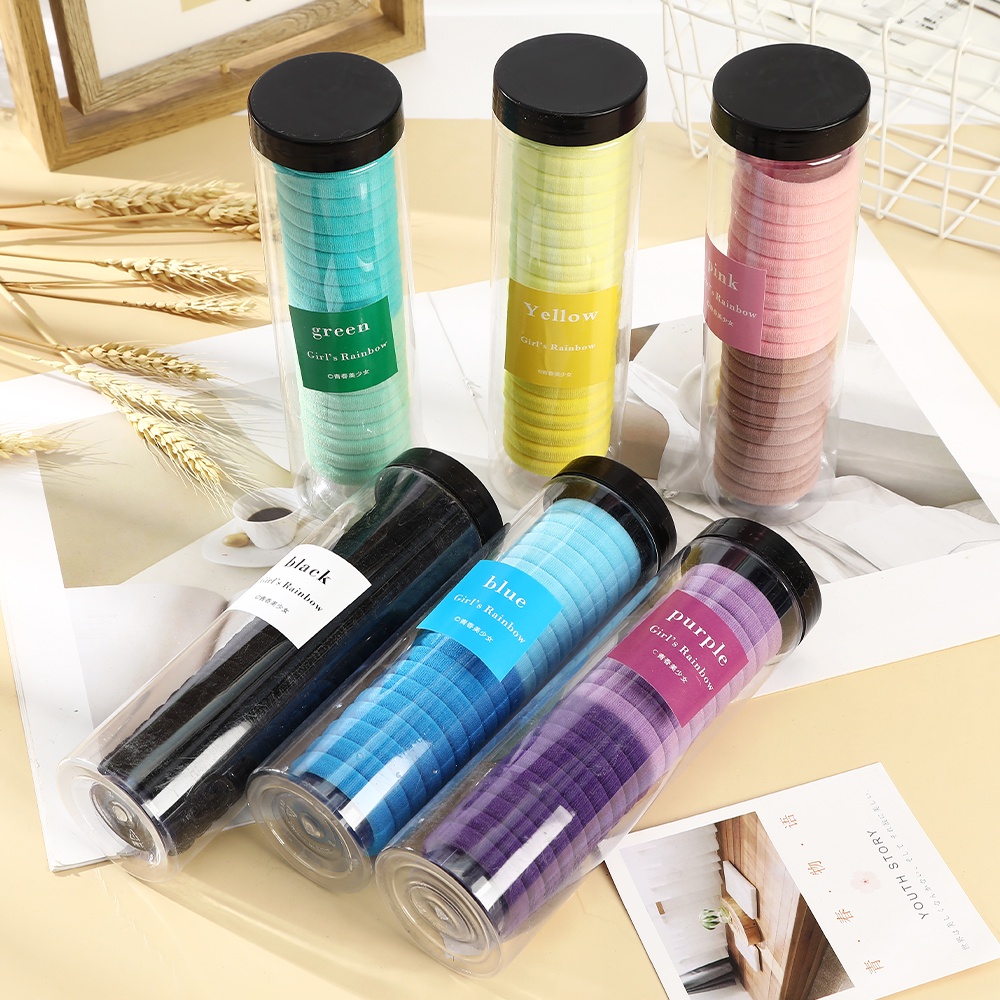 Hộp nhiều dây buộc tóc Haimeikang cao su co giãn nhiều màu sắc phong cách Hàn Quốc thời trang cho nữ