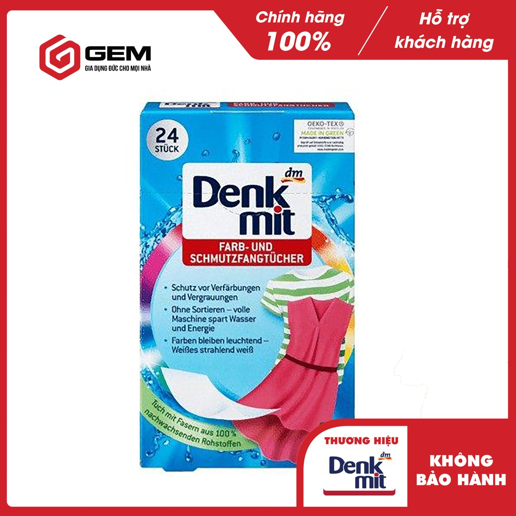 Giấy hút màu và chống phai màu quần áo DENKMIT 24 tờ - Hàng ĐỨC