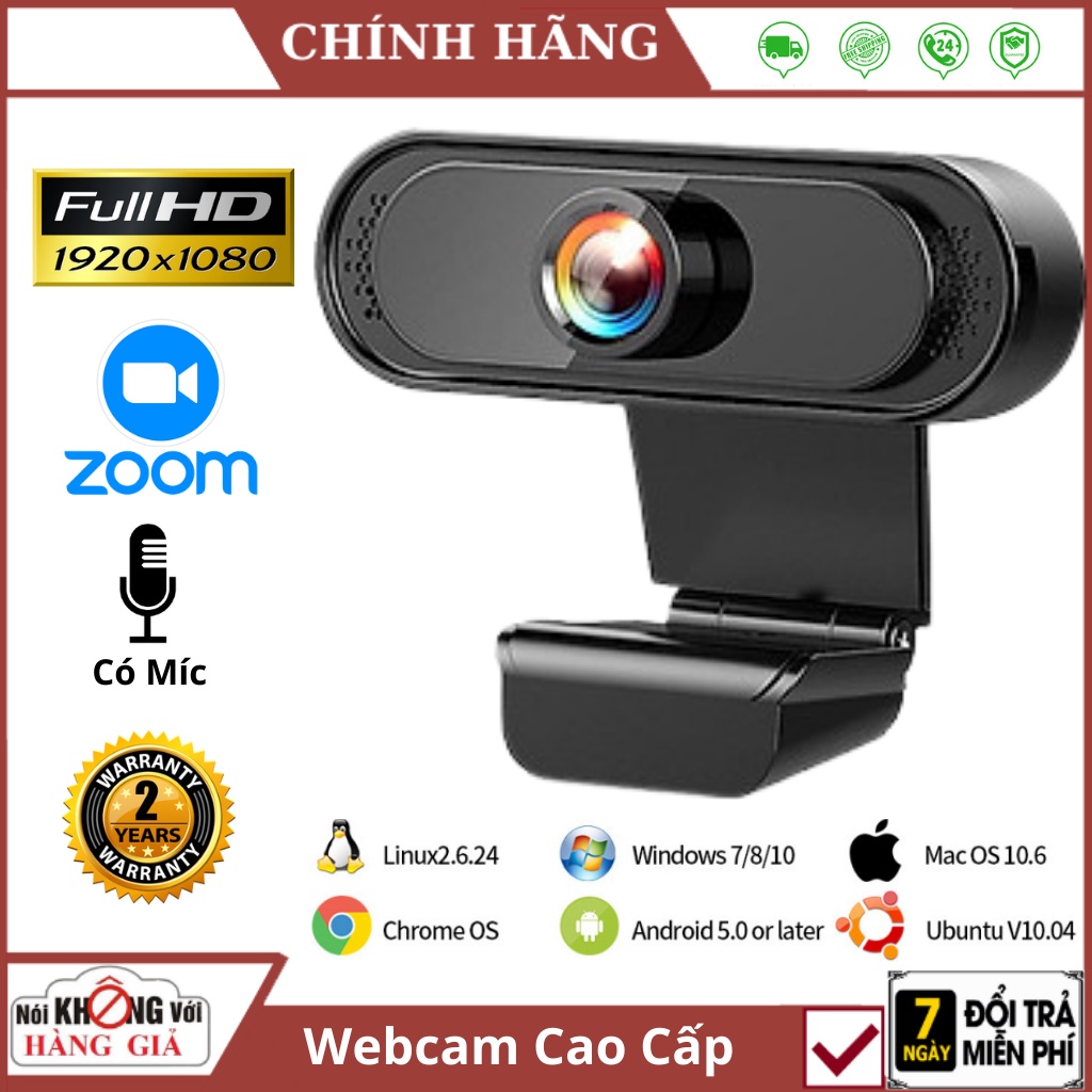 Webcam Máy Tính Có Mic Full HD 1080P Hình Ảnh Cực Nét Bền Đẹp Giá Rẻ Full Box - Bảo Hành 24 Tháng