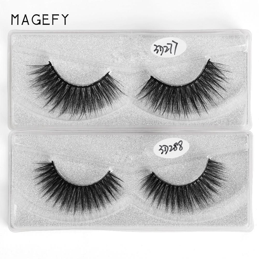 MAGEFY Bộ 1 Cặp 3D Lông Mi Giả Chữ thập dày Fake Lashes Extension kiểu dáng lông mi mềm sợi tơi, có độ cong sẵn