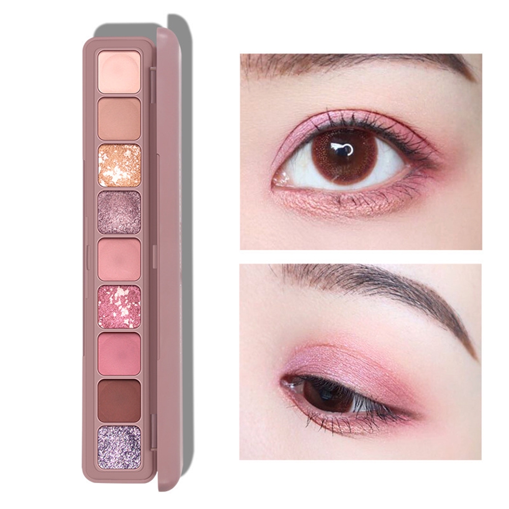 (Hàng Mới Về) Bảng Phấn Mắt 9 Màu Sắc Hiệu Ứng Lì / Ánh Nhũ Chống Nước Lên Màu Cực Chuẩn
