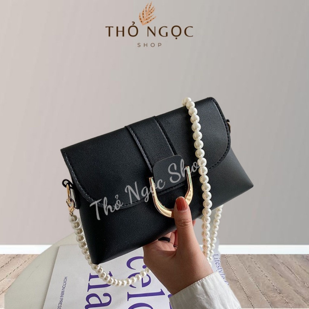 [Mã SKAMSALE06 giảm 10% tối đa 100K đơn 150K] Túi Đeo Chéo Nữ ❤FreeShip❤ Túi Xách Nữ Đeo Chéo Dây Ngọc Chất Da Trơn 21