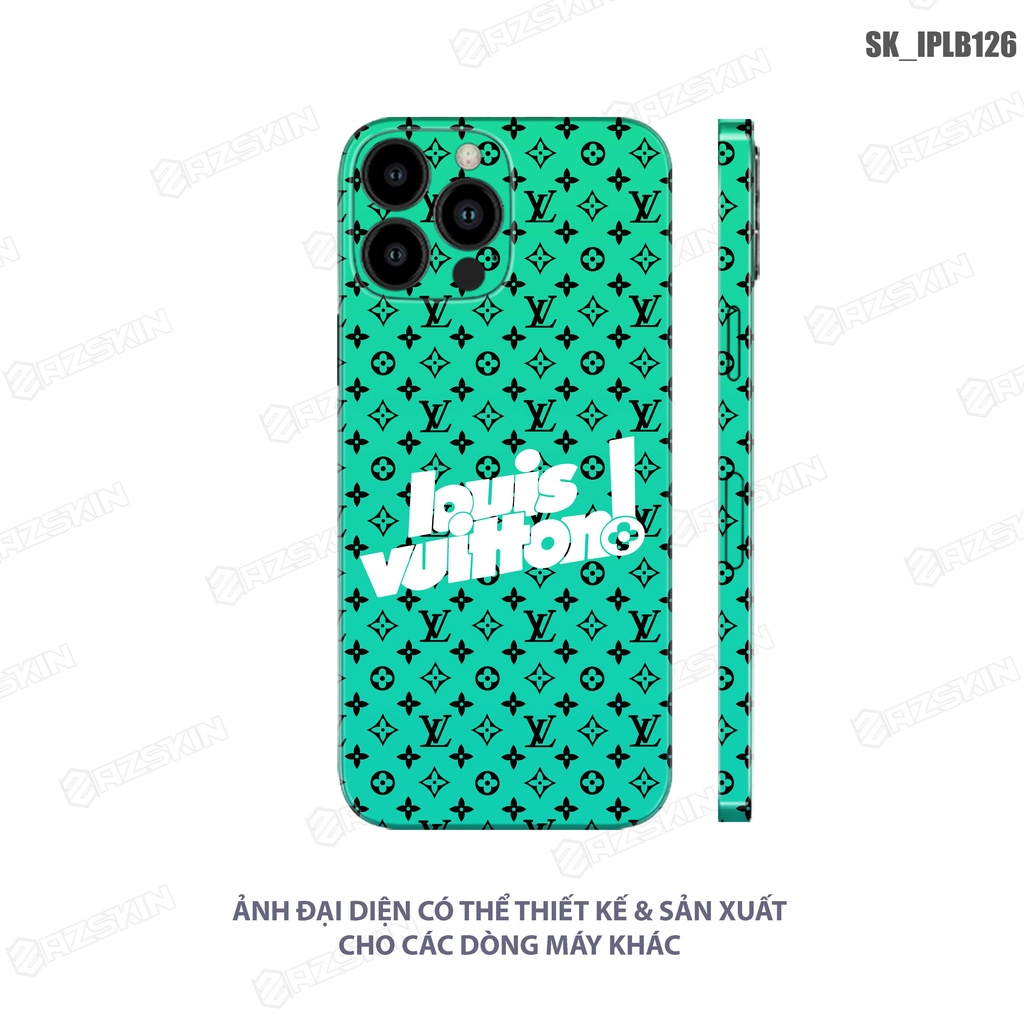 Miếng Dán Skin Điện Thoại IP Louis Vuitton Xanh |SK_IPLB126| Film 3M Chính Hãng, Công Xước, Cắt CNC, Dễ Dán Tại Nhà