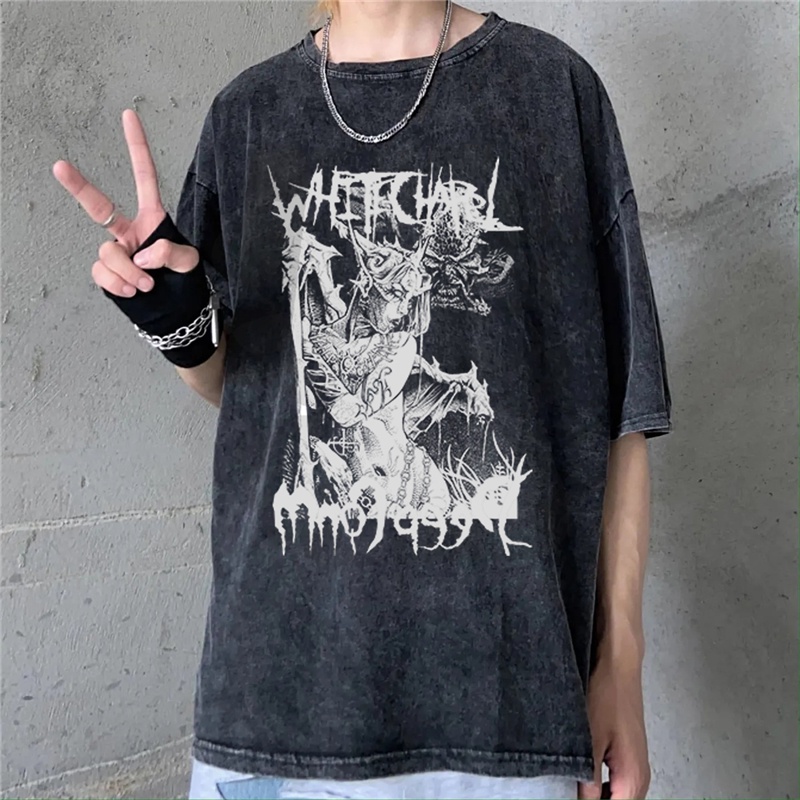 SASSYME Áo thun cỡ lớn hình Emo anime Goth Tshirt Fairy Grunge Alternative mùa hè phong cách Harajuku punk màu tối cho nữ