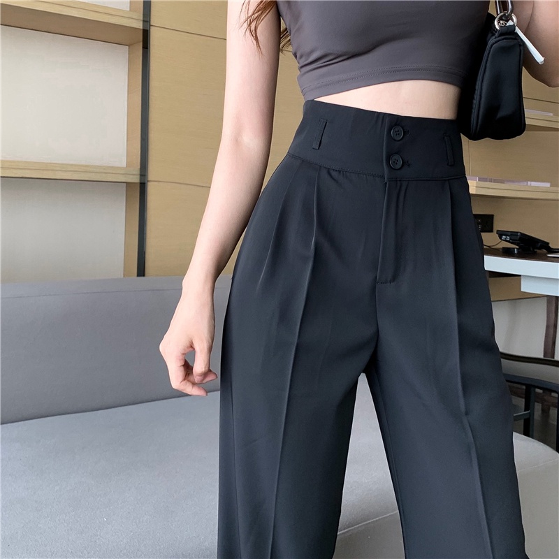 Quần Dài Nữ Eo Cao To Bản Ống Rộng Aimeehouse Màu Đen Trắng Chất Liệu Chiffon Có Size Lớn 2XL