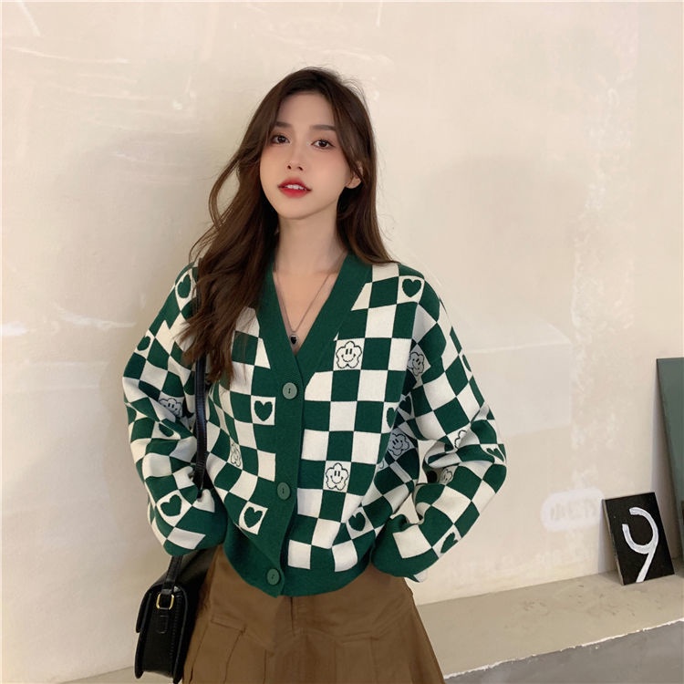 Áo Khoác Len Cardigan Dáng Rộng Ngắn Phong Cách Mới Mùa Thu Cho Nữ