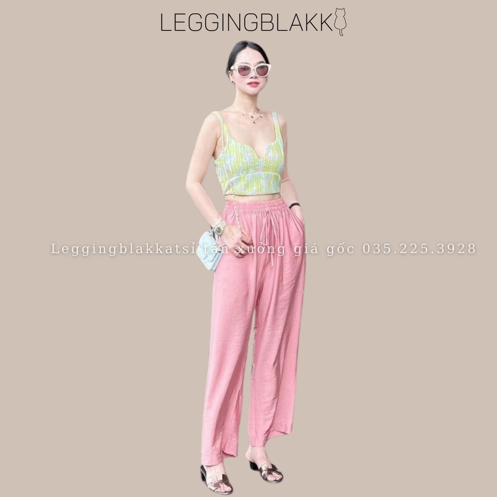Quần ống rộng đũi lụa nhiều màu cạp chun co giãn dáng suông 925