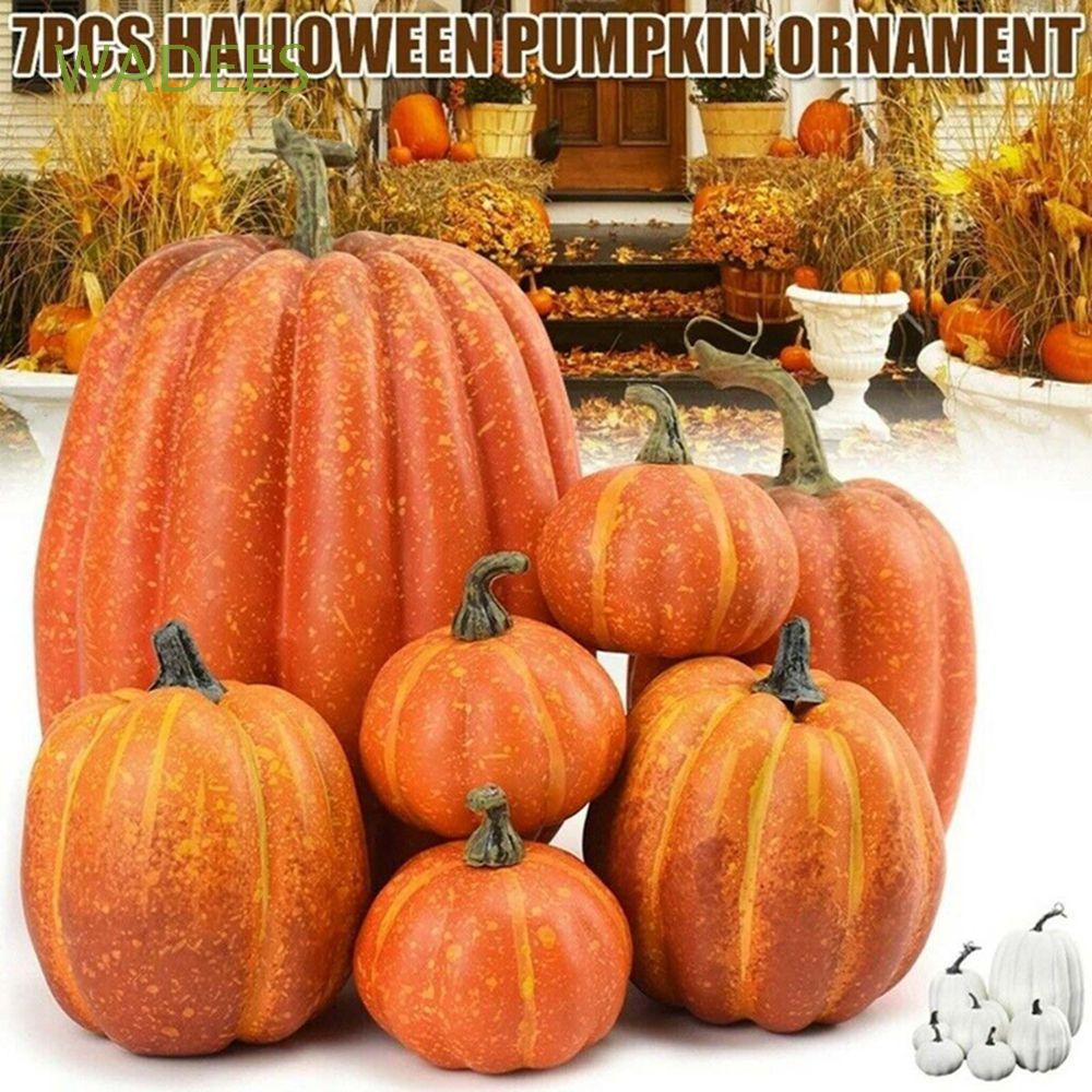 Set 7 quả bí ngô nhân tạo nhiều màu sắc dùng để trang trí tiệc cưới / halloween