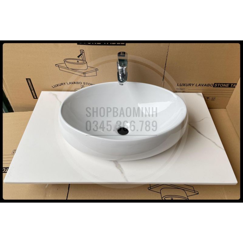 Chậu rửa mặt - Lavabo elip đặt bàn trắng tuyết 613 (KT50x31cm)