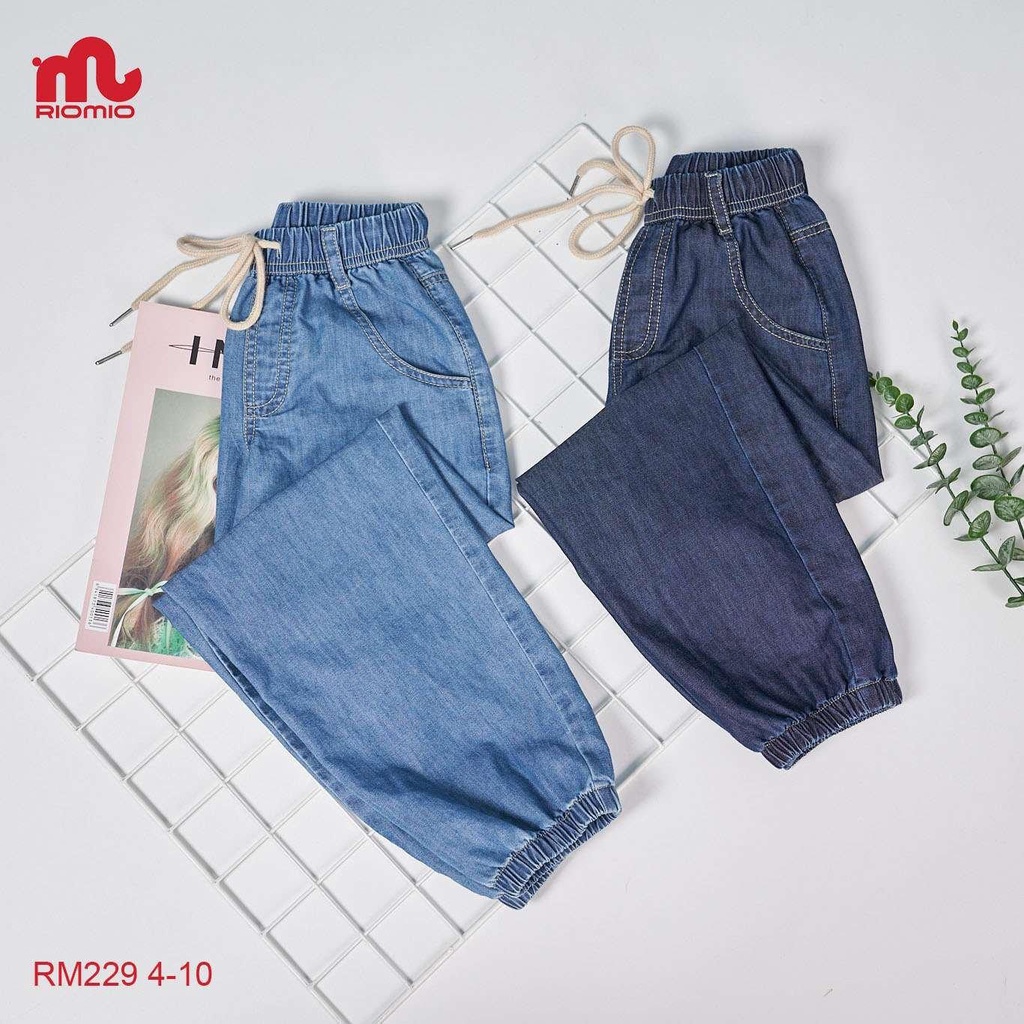 U6, Quần jean dài bé trai bé gái 18-40kg, jean dài Riomio bo gấu unixex, cotton jean sợi coolmax mềm mỏng
