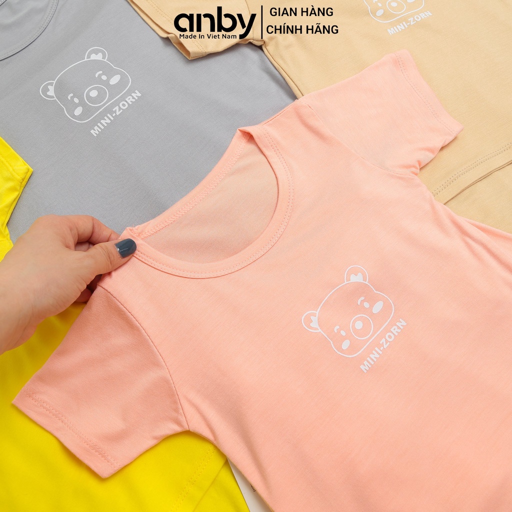 Quần áo trẻ em ANBY bộ cộc tay alibaba hình gấu chất vải thun lạnh AB37