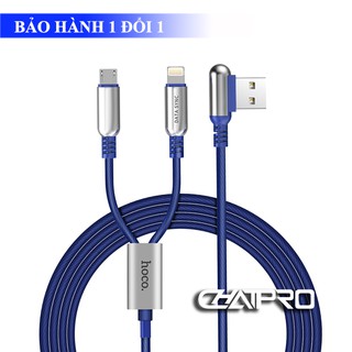 Cáp sạc 2 đầu lightning và micro usb hoco u17 dài 1.5m chính hãng