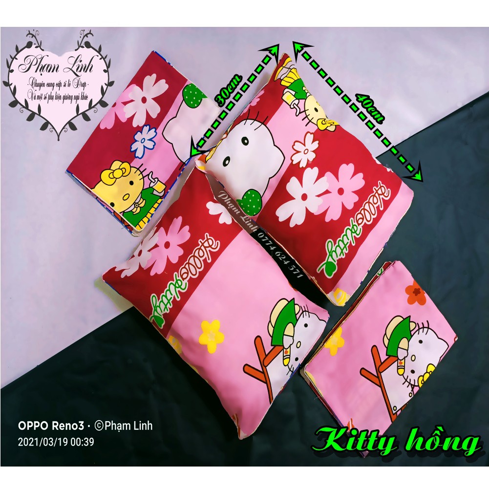 [30cm*40cm] Vỏ gối-Áo gối nằm viền gân vải cotton thấm hút tốt mẫu dễ thương cho bé