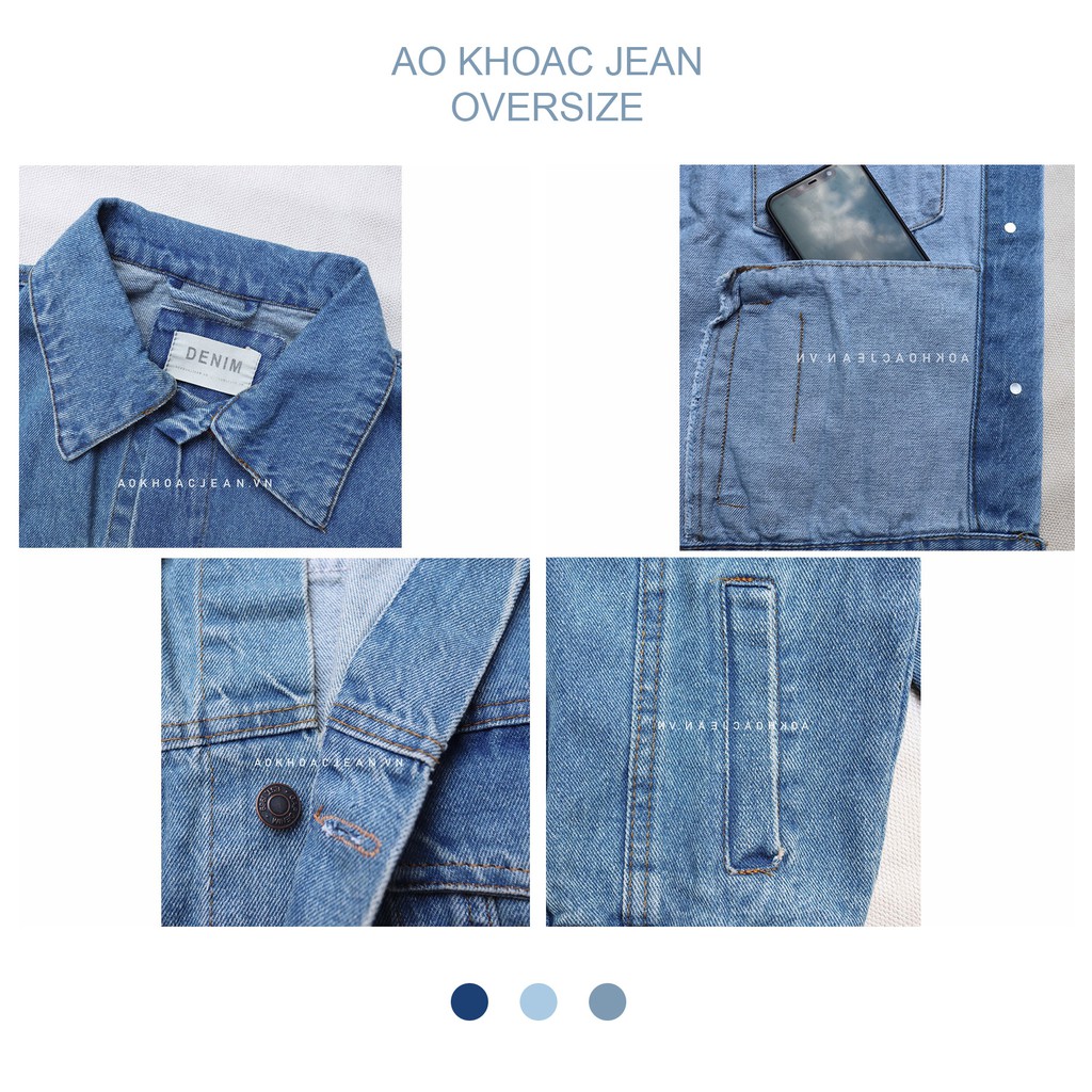 Áo khoác jean nam Xanh Đậm Ánh Rêu form rộng phong cách ulzzang. Hàng cao cấp có 6 túi và túi trong