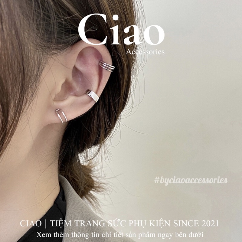 [HOẢ TỐC 1H] Set 3 khuyên kẹp vành/ Kẹp vành tai mạ bạc thiết kế trendy mã 15 Ciao accessories