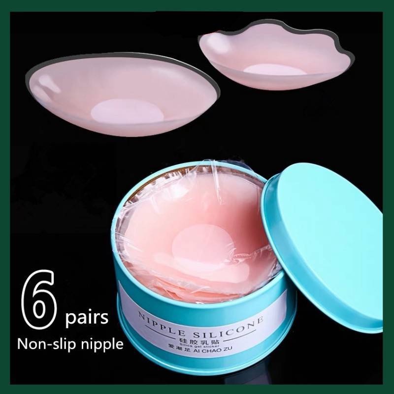 [6 pairs Silicone Breast Lift up Nipple Covers] [Women Reusable Self Adhesive Invisible Nippleless Breast Petals]