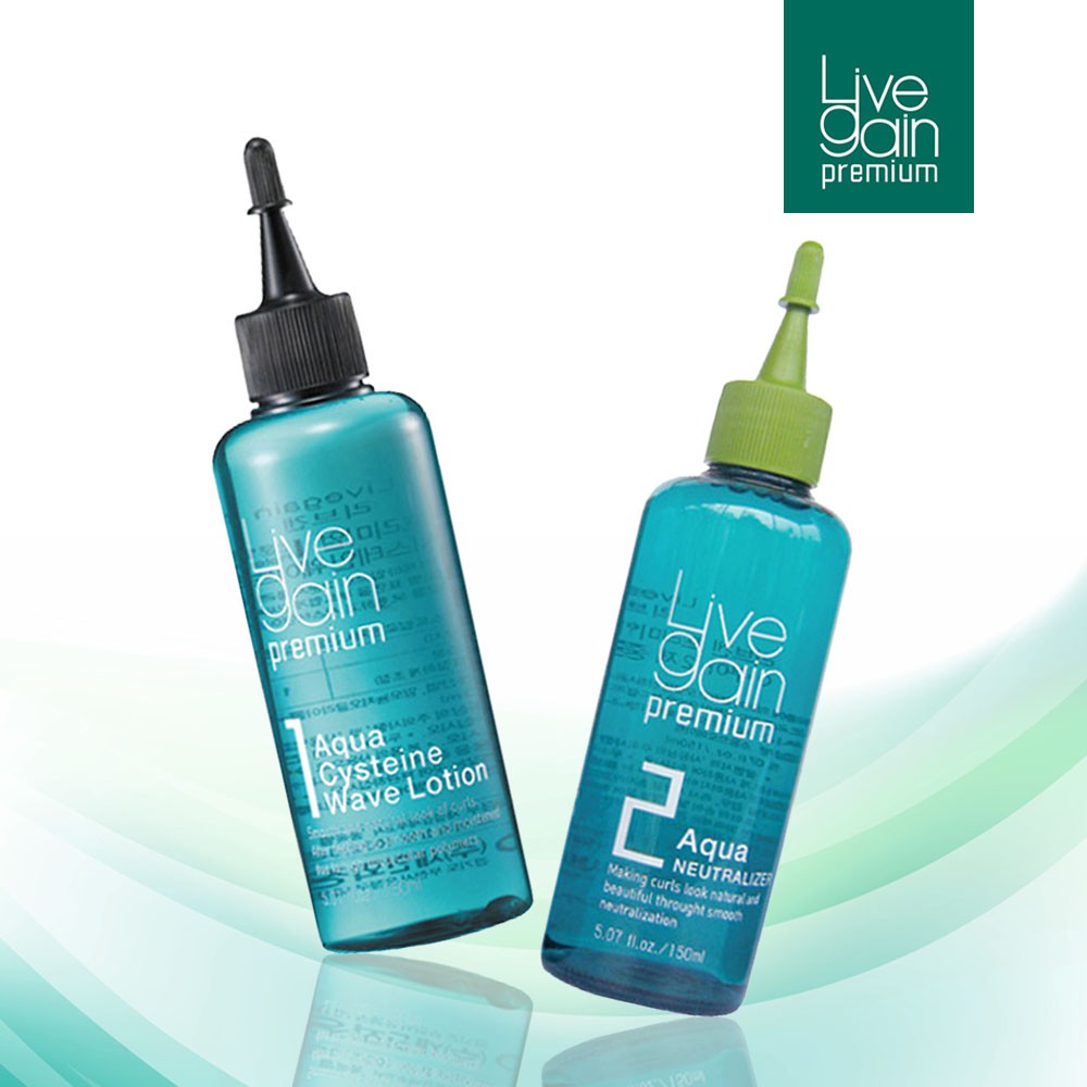 Thuốc Uốn Siêu Dưỡng Livegain Premium AQUA CYSTEINE Lotion 160ml + 160ml Hàn Quốc