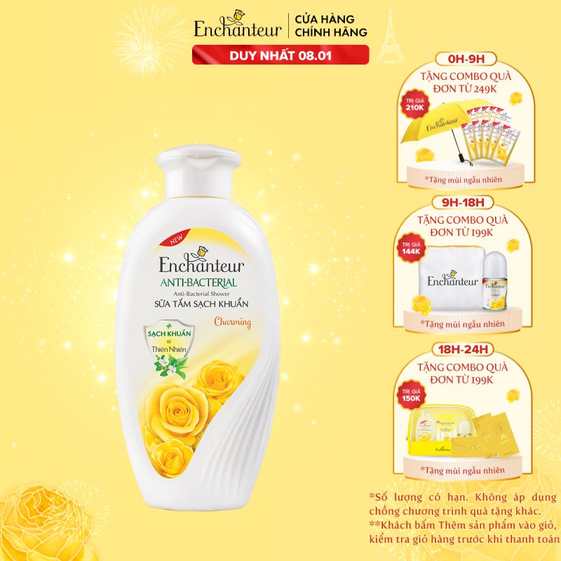 Sữa tắm sạch khuẩn từ thiên nhiên Enchanteur Charming Anti-Bacterial 180gr