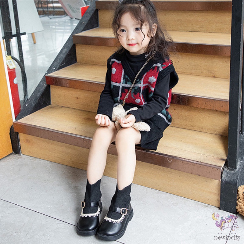 Giày bốt da đế mềm mũi tròn chống trượt xinh xắn dành cho bé