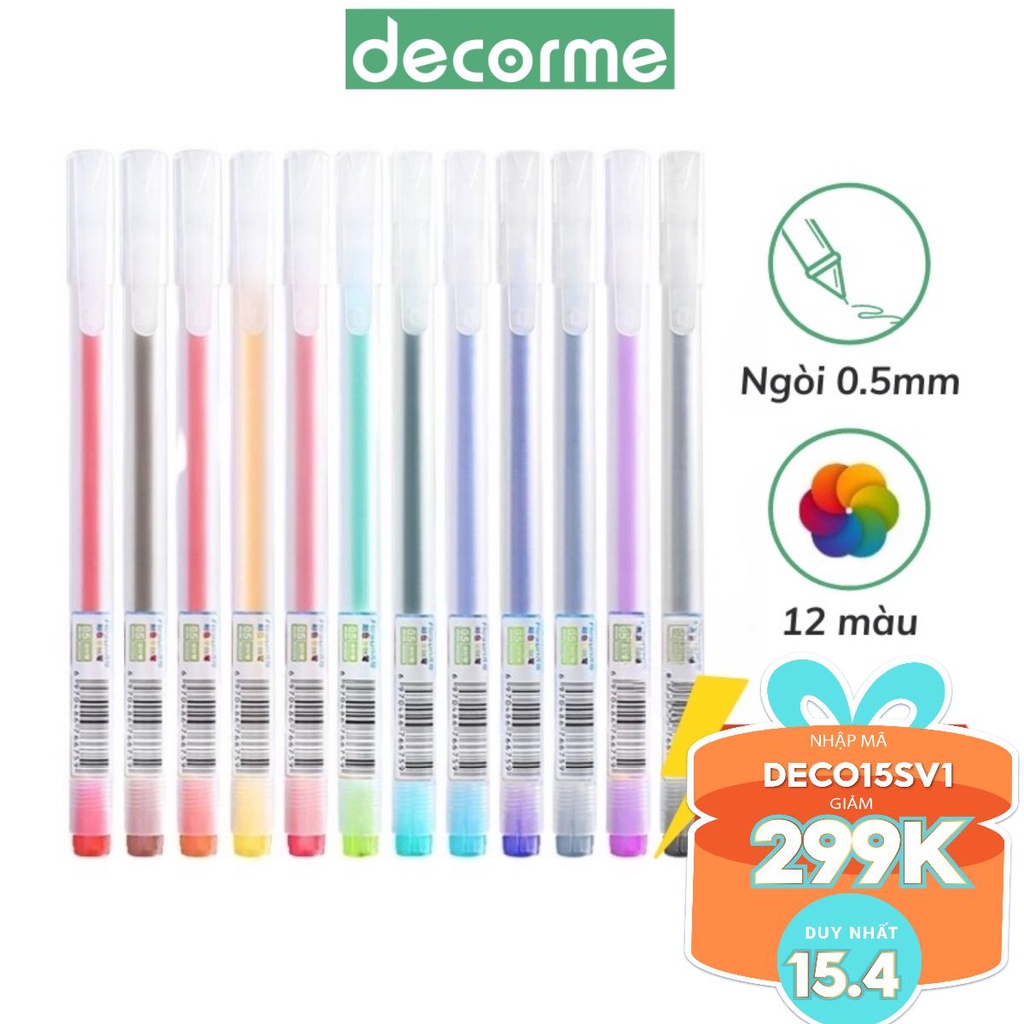 Bút bi màu mực gel DecorMe Resun bút Muji bản dupe 12 màu ngòi 0.5mm (lẻ 1 chiếc)