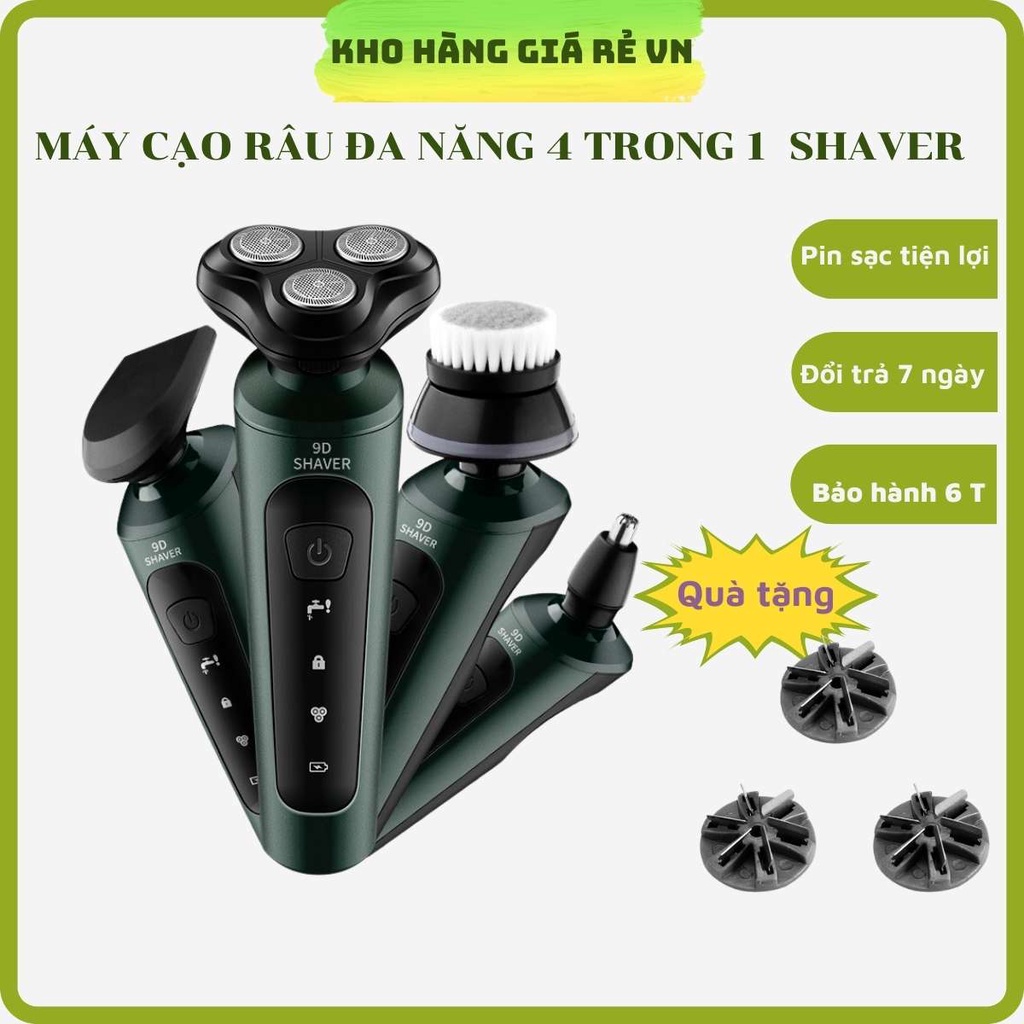 Máy cạo râu đa năng thông minh 4 trong 1 Shaver 9D chống nước chức năng cạo râu,cắt tóc,tỉa lông mũi kho hàng giá rẻ VN