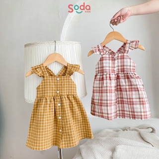 Váy bé gái Karo SODA KIDS hai dây cánh tiên caro kẻ nhiều màu