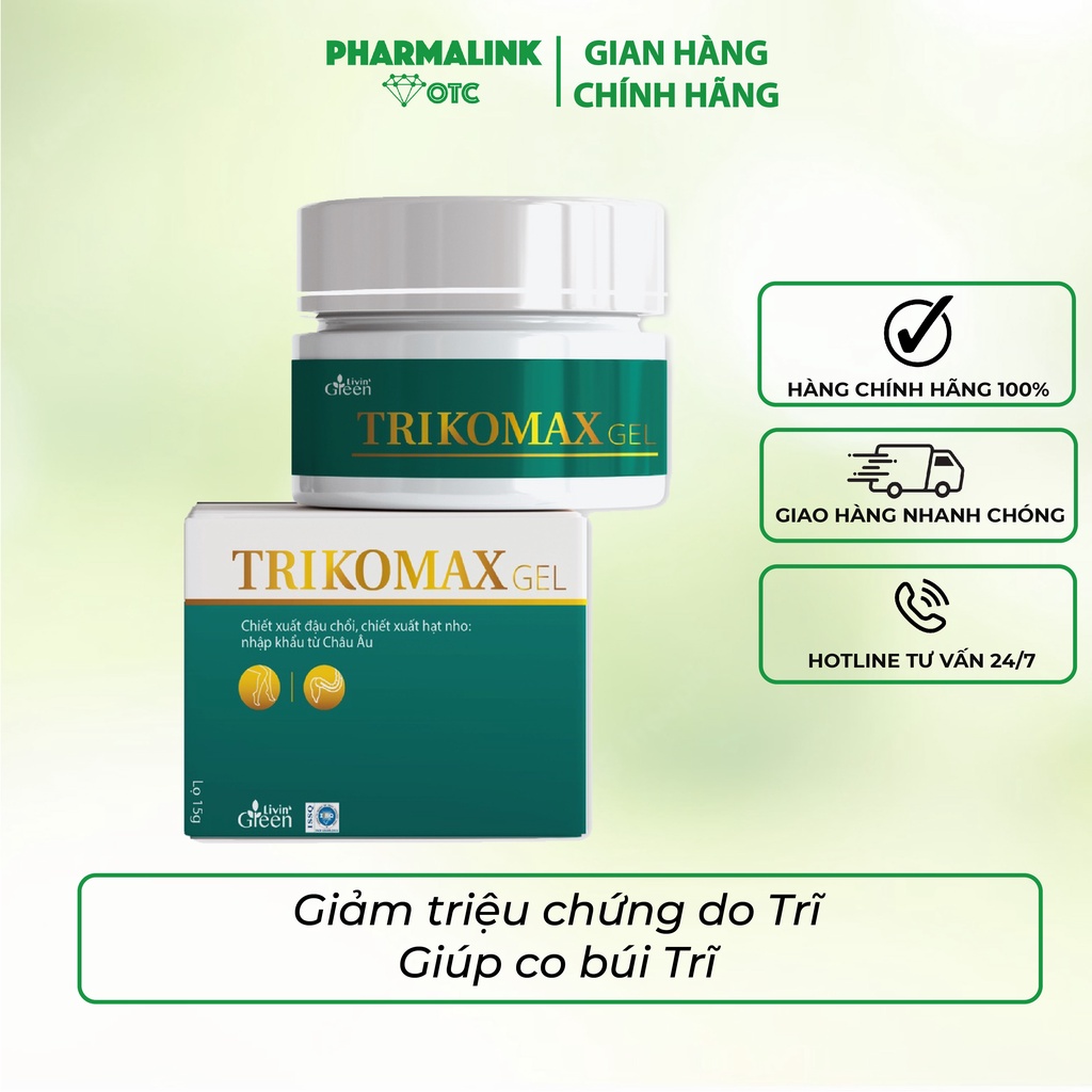 Gel bôi trĩ Trikomax , Hỗ trợ Giảm Triệu Chứng bệnh Trĩ, Xoa dịu búi trĩ, làm teo trĩ