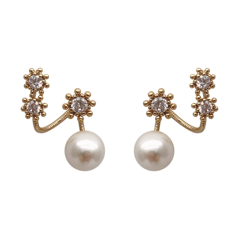 Hoa Tai Hình Hoa Hướng Dương Đính Ngọc Trai Phong Cách Hàn Quốc