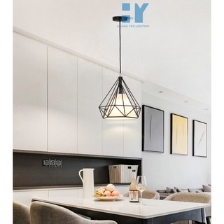 Đèn thả đơn kim cương khung sắt tĩnh điện kèm bóng led phi 250 + Video hướng dẫn lắp đặt DT6527